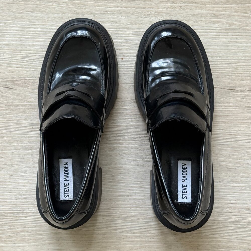 Steve Madden Alden Black Loafers Size 9 - Picture 2 of 9